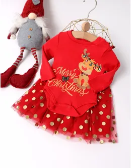 Set Body + Fustita Merry Christmas rosu