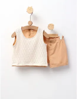 Set Crop Top Lili, model bej