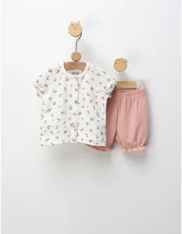 Set de vara Anabella, alb-roz prafuit