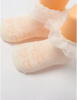 Sosete cu dantela HEART crem