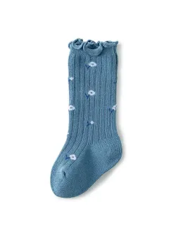 Sosete Ruffle Knee model albastru