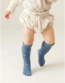 Sosete Ruffle Knee model albastru