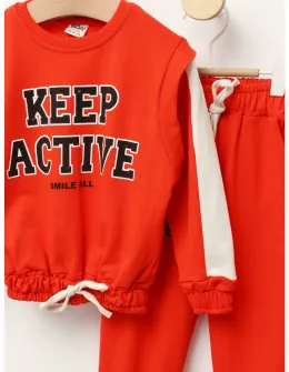 Trening Girls stil Crop Top model rosu