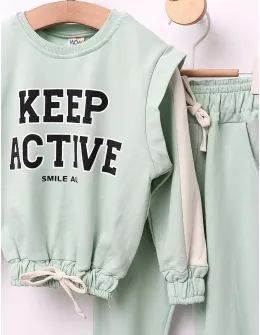 Trening Girls stil Crop Top model verde