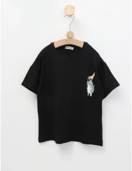 Tricou Lazy Cat, model negru