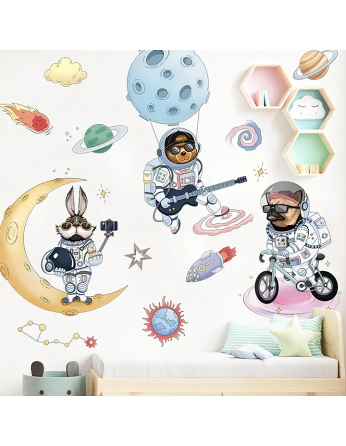 Autocolant de perete SPACE ANIMALS 89x89cm picture - 2