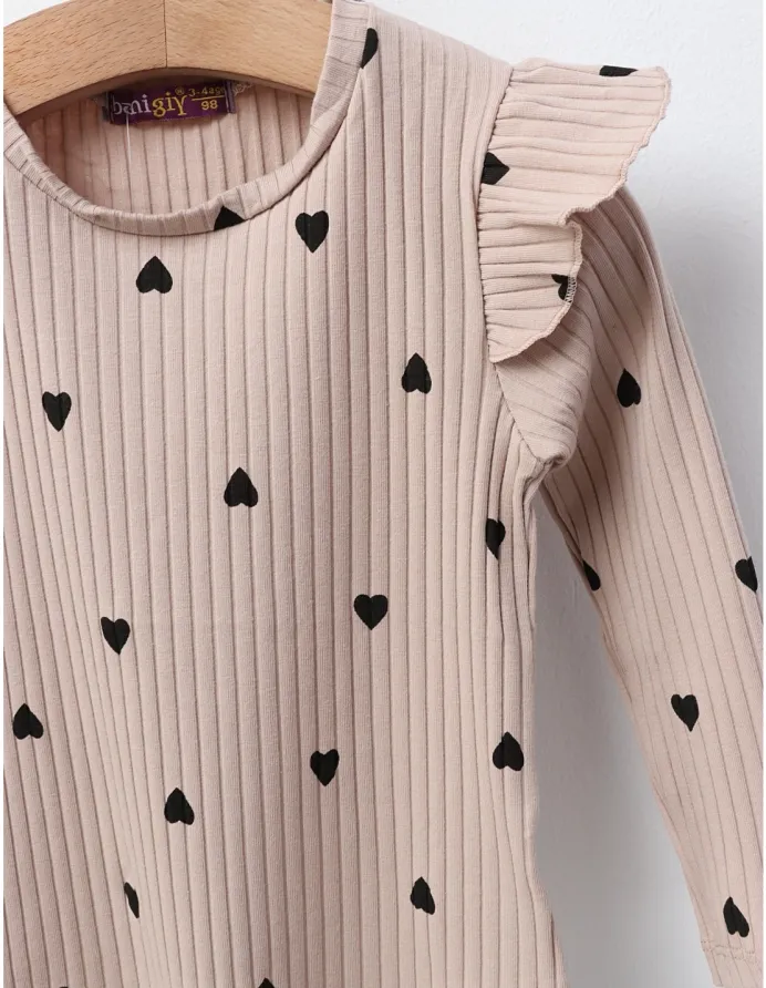 Bluza cu Inimioare Annel, model bej-negru picture - 2