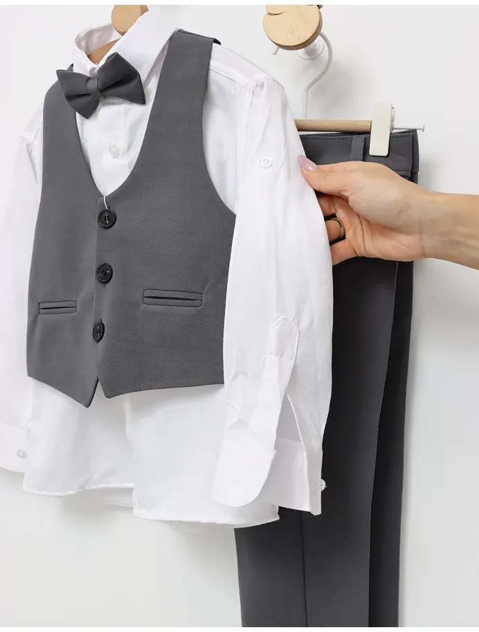Costum elgant 4 piese EliteClass gri inchis picture - 4