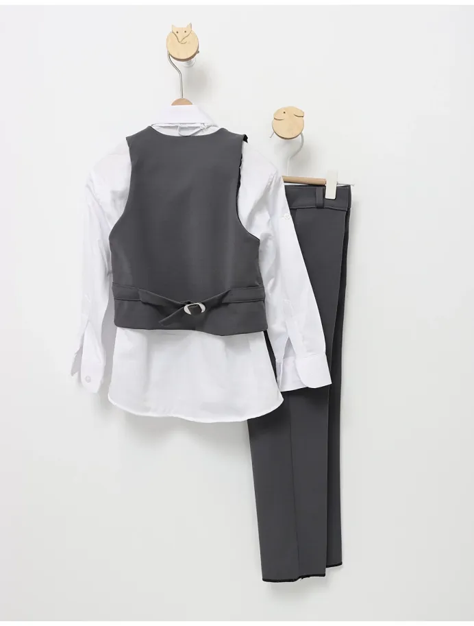 Costum elgant 4 piese EliteClass gri inchis picture - 5