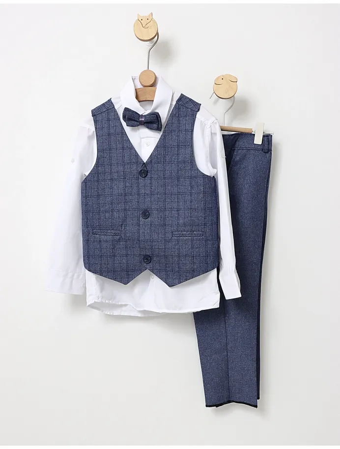 Costum elgant 4 piese Tony albastru picture - 2