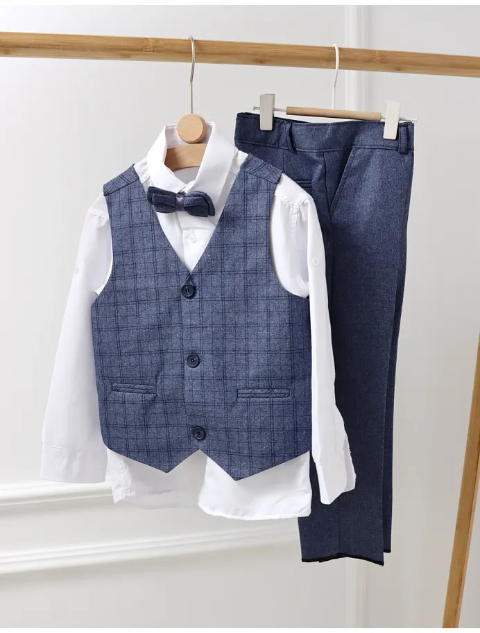 Costum elgant 4 piese Tony albastru picture - 6