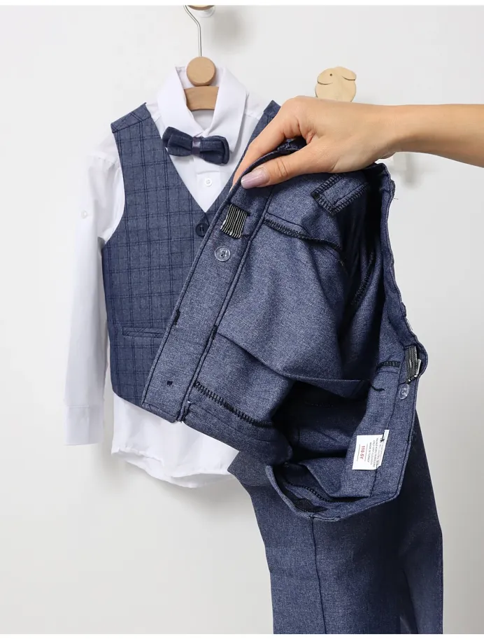 Costum elgant 4 piese Tony albastru picture - 9