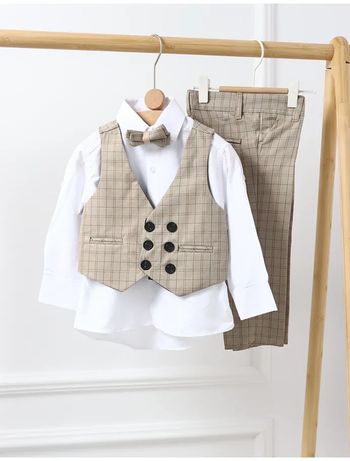 Costum elgant 4 piese Tony bej picture - 2