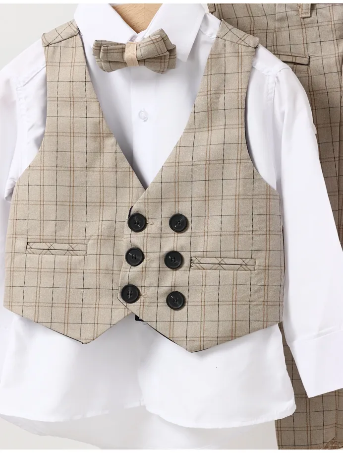 Costum elgant 4 piese Tony bej picture - 3