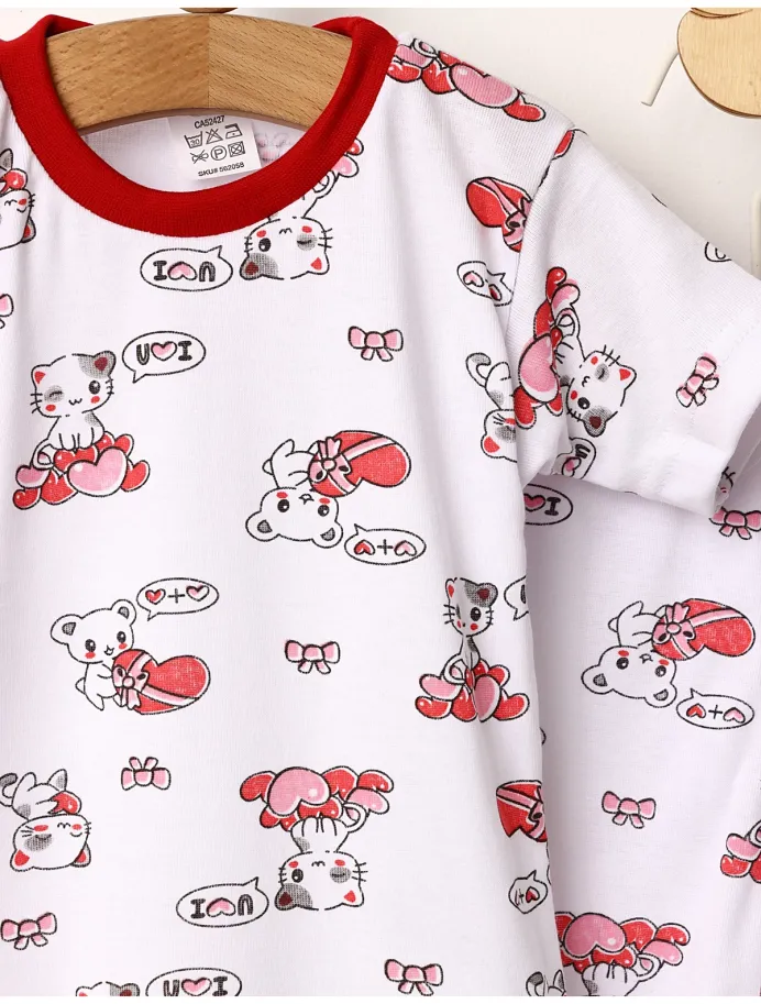 Pijama MS imprimata Love Cats rosu picture - 3