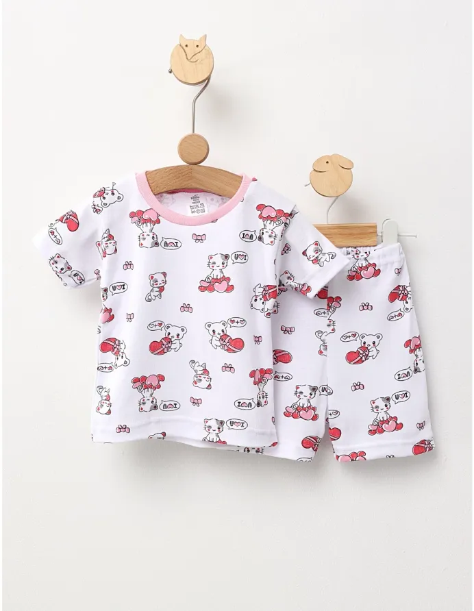 Pijama MS imprimata Love Cats rosu-roz picture - 2