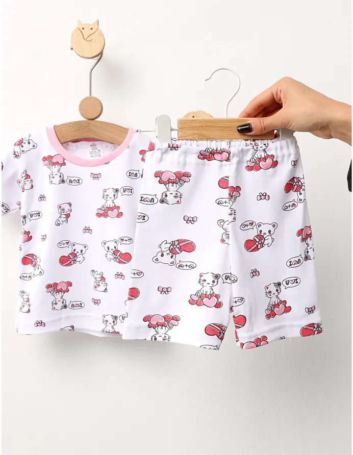 Pijama MS imprimata Love Cats rosu-roz picture - 4