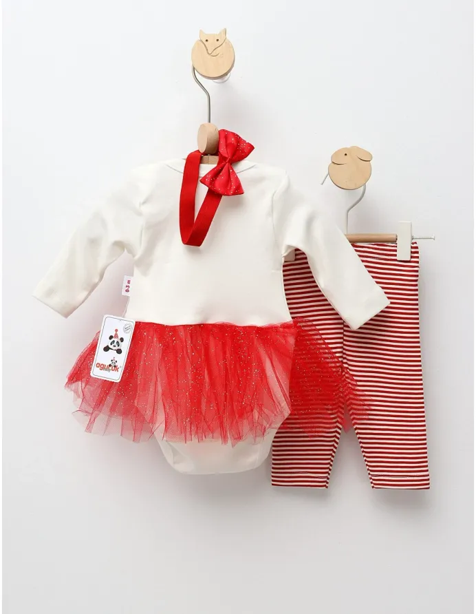 Rochita stil body+Pantalon+Betita Craciun alb-rosu picture - 4