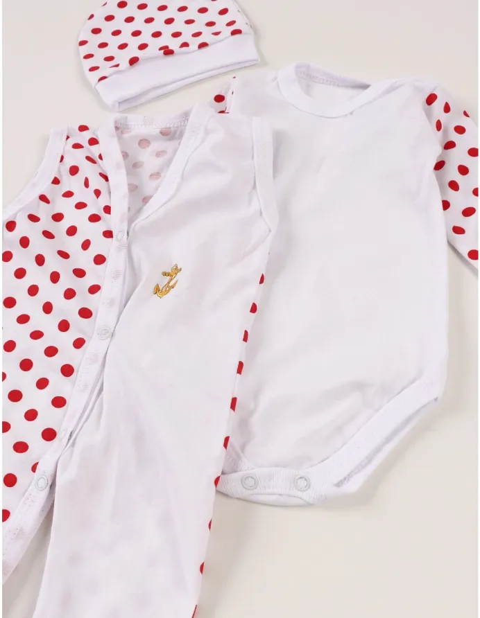 Set baby buline body, salopeta, fes, rosu picture - 5