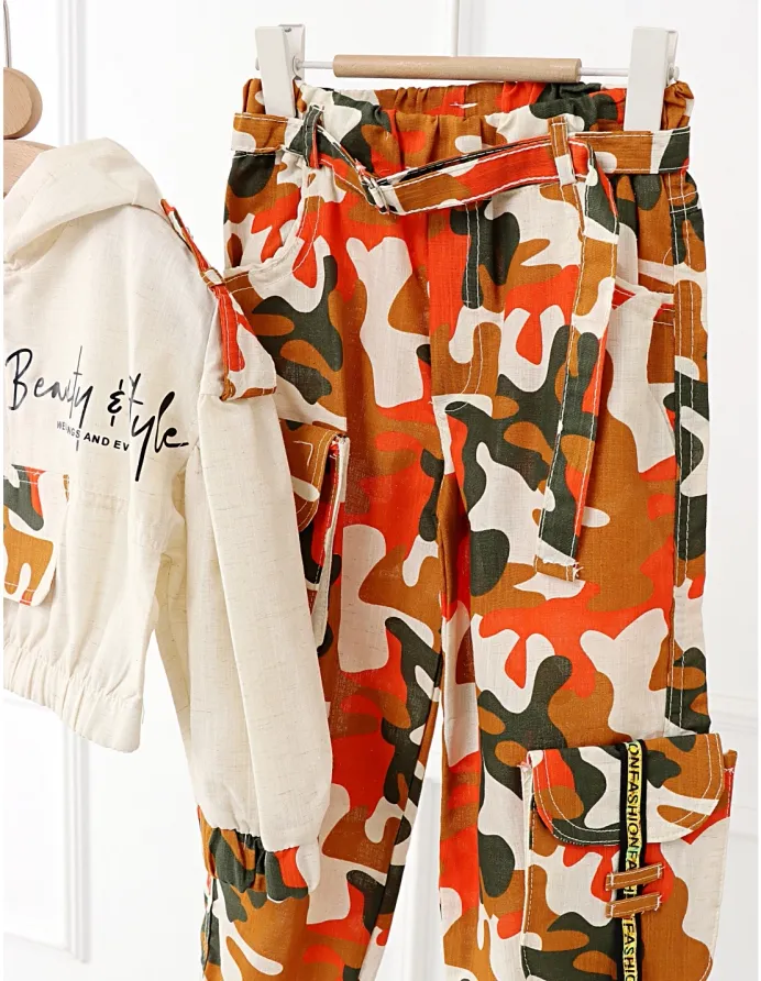 Set Beauty Style Crop Top Army cu portocaliu picture - 3