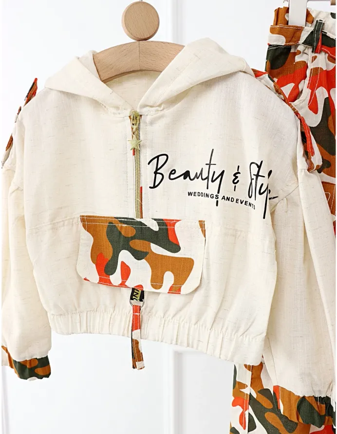 Set Beauty Style Crop Top Army cu portocaliu picture - 4