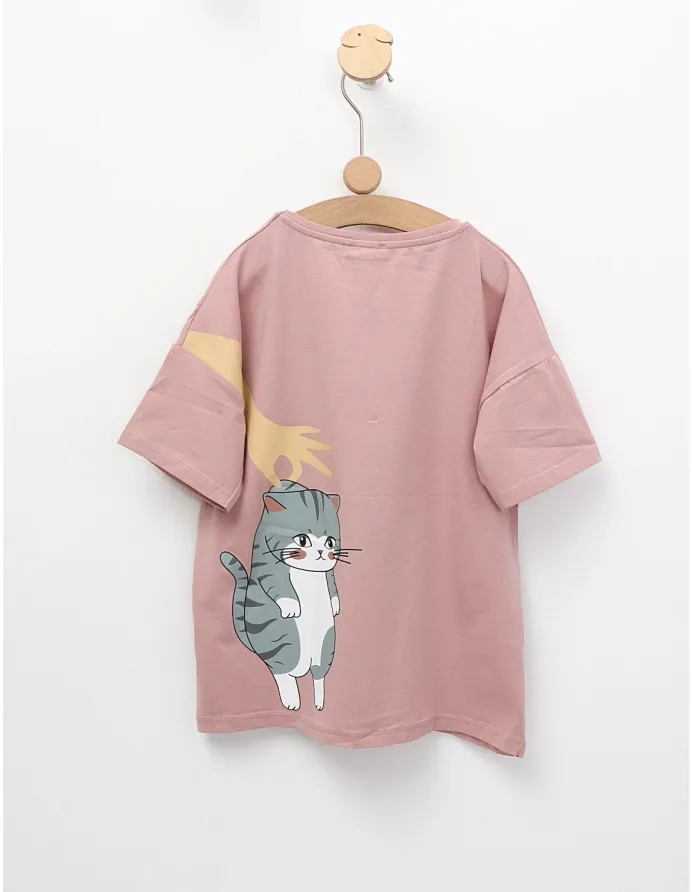Tricou Lazy Cat, model roz-prafuit picture - 3