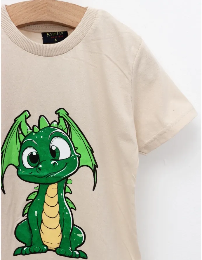 Tricou Moon Dragon, model bej picture - 2
