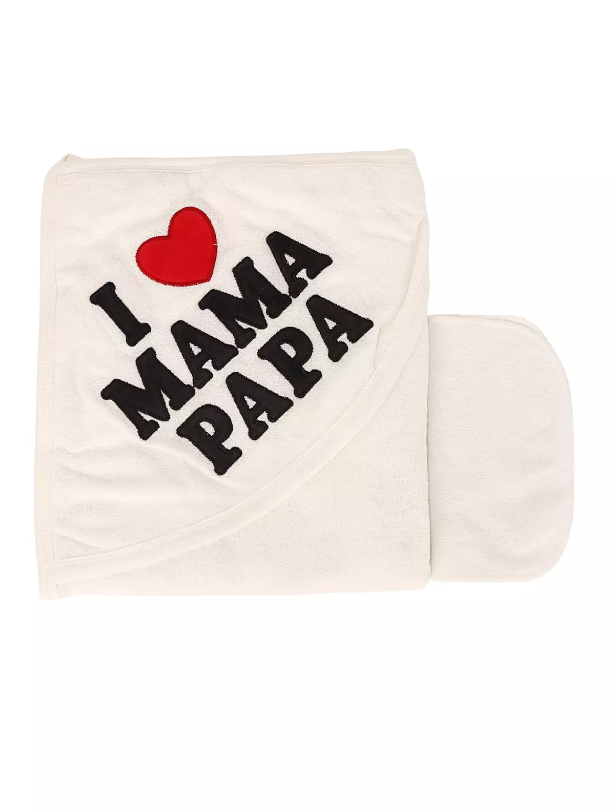 Prosop de baie I Love Mama & Papa alb