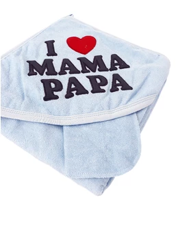 Prosop de baie I Love Mama & Papa albastru 2