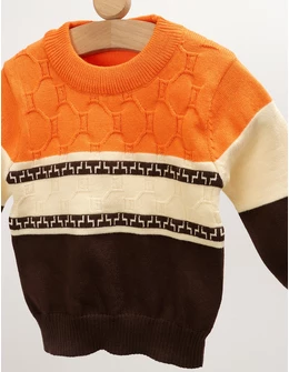 Pulover baietei Miguelle portocaliu-maro