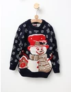 Pulover Happy SnowMan model bleumarin picture - 1