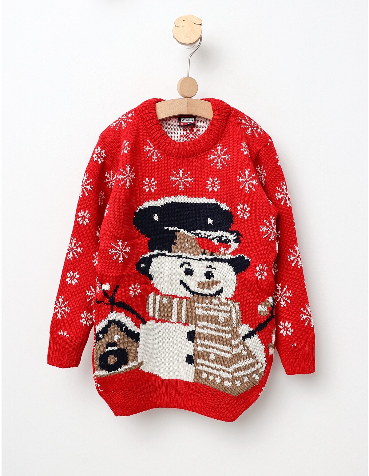 Pulover Happy SnowMan model rosu