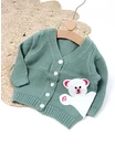 Pulover HIDEN BEAR verde-alb picture - 1