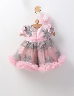 Rochita botez Contessa roz-gri