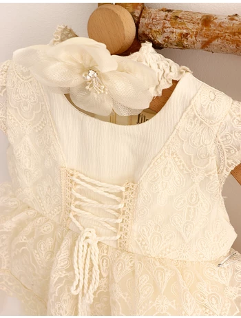 Rochita cu bentita, broderie, floricele model ecru picture - 4