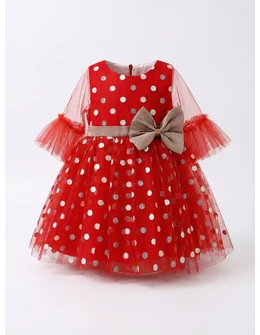 Rochita cu buline si fundite, Marie, cu rosu