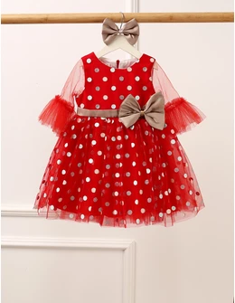 Rochita cu buline si fundite, Marie, cu rosu