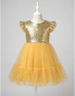 Rochita cu paiete Anette, galben pal