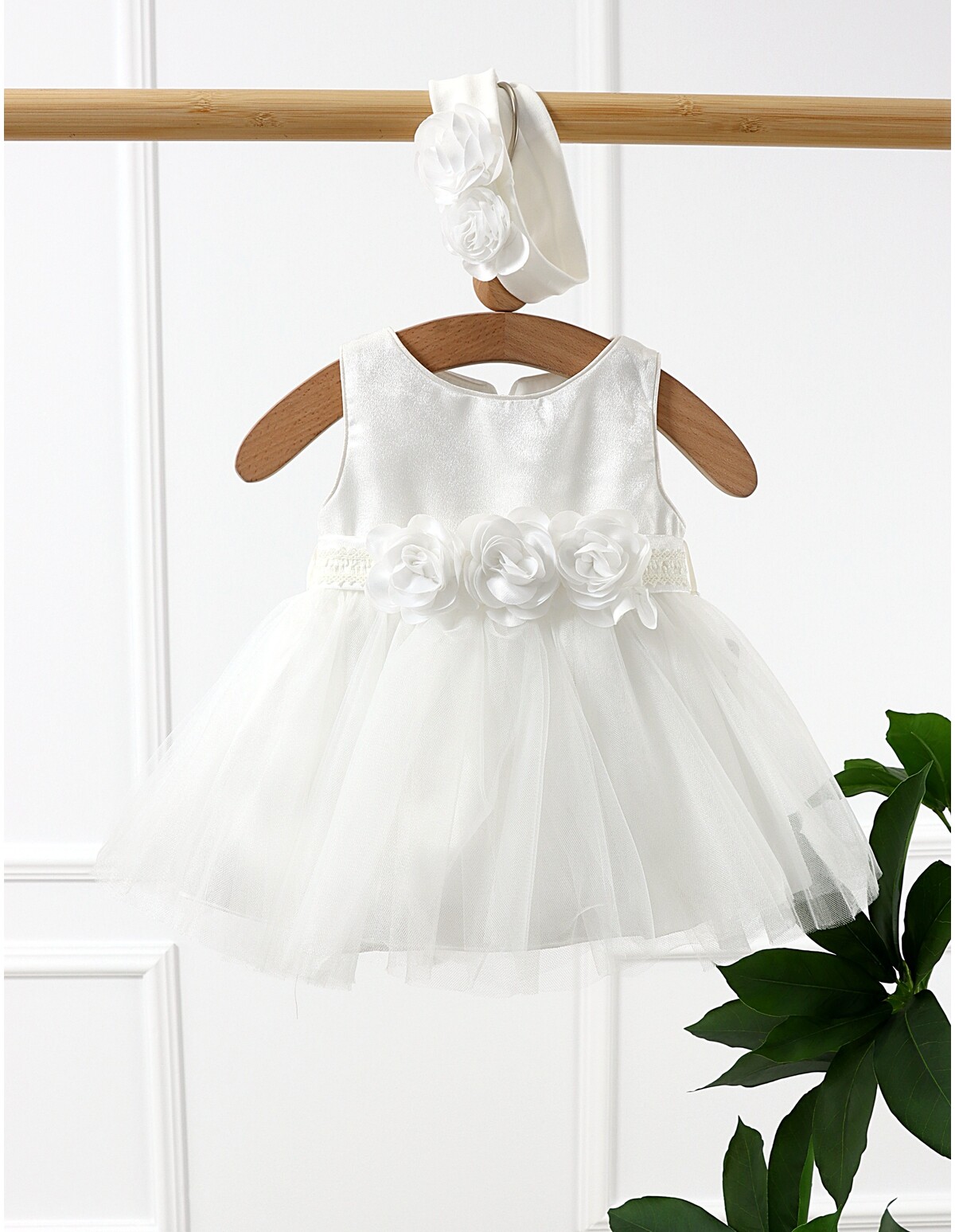 Rochita premium cu bentita Lilax Girl alb