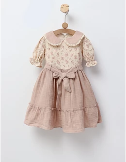 Rochita premium muselina Daria roz prafuit