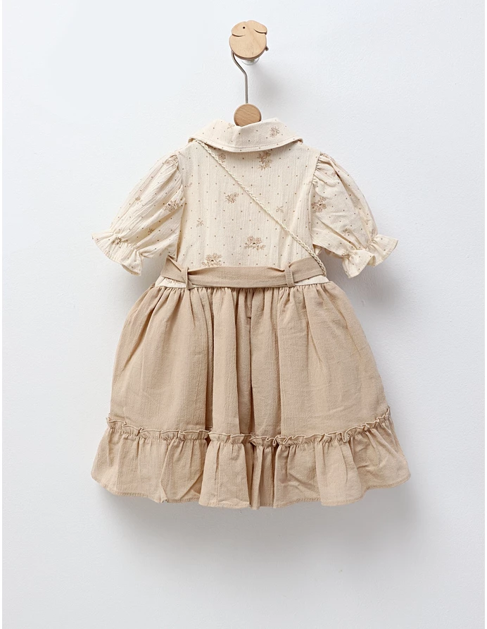 Rochita premium Olivia bej cu gentuta picture - 3