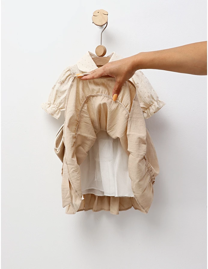 Rochita premium Olivia bej cu gentuta picture - 4