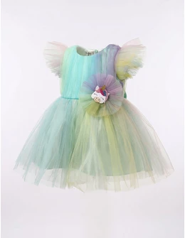 Rochita Printesa Unicorn, verde