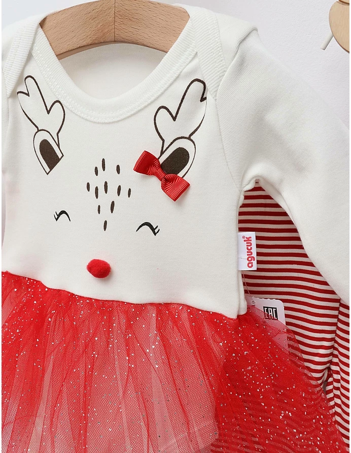 Rochita stil body+Pantalon+Betita Craciun alb-rosu picture - 4