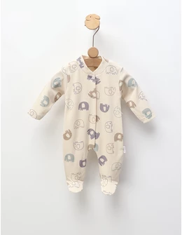 Salopeta ace trase, cu botosei, Elefantei, crem