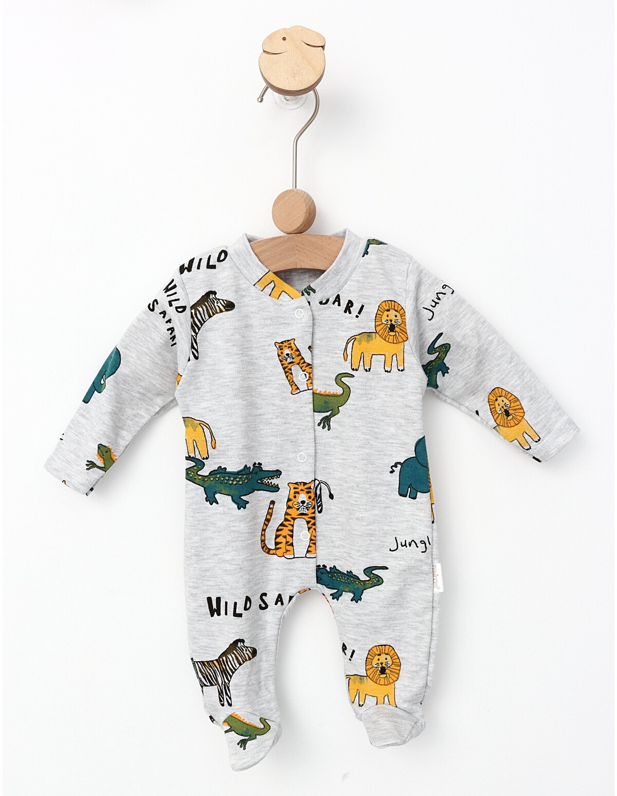 Salopeta animale din jungla, cu botosei, model gri