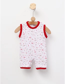 Salopeta Bear and Birds M-S model cu rosu 68 (3-6 luni)
