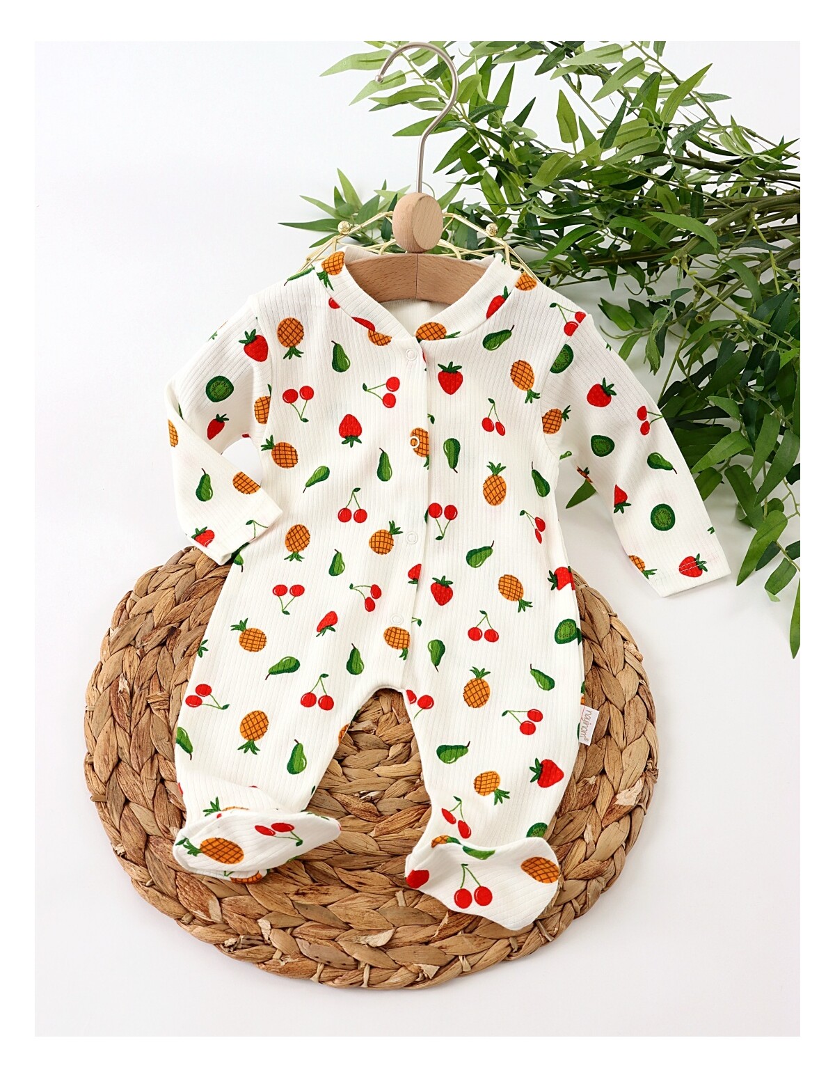Salopeta cu botosei Fructe, model alb