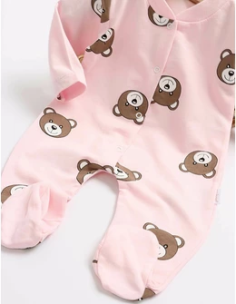 Salopeta cu botosei ursuleti zambareti-roz