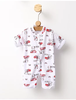 Salopeta Cute Cat 2 MS alb-rosu